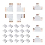 LED strip verbinder 4 polig - T-Form LED streifen verbinder für 8mm Weite 3535 RGB LED Strips,L-Form LED eckverbinder,4 poligen LED Verbinder,verbindung led streifen,8mm Eckverbinder
