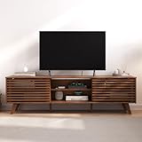 IDIMEX TV Lowboard RIAN mit 2 Schiebetüren kastanienfarben - TV Kommode aus massivem Kiefernholz, 3 verstellbare Einlegeböden, TV Sideboard
