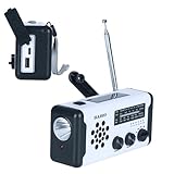 Kurbelradio | Survival-Radio für Notfälle | USB-Stromversorgung, Kurbel & Solar, SOS-Alarm, AM/FM, Telefon-Ladegerät, Taschenlampe mit Wetterwarnung für Notfälle bei Sturm, Tornado, Cata
