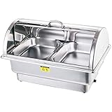 Chafing Dish, Chafing Dish-Set aus Edelstahl, Rolltop, Buffet-Servierplatte und Wärmetablett, Speisenwärmer für Partys und Buffets, hält Speisen bei Catering-Events warm, Catering-Zubehör, volle Grö