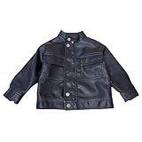 jieGorge Bikerjacke für Kinder, Leder, Reißverschluss, kurze PU-Motorrad-Oberbekleidung, schmale Passform, Motorradjacke, Stehkragen, Reißverschluss, langer Seleeve-Bikermantel mit Taschen, a, 2-3