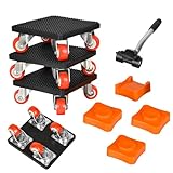 WDKXCN 4 Stück Möbeltransportrollen Set, Möbel Transportroller Set mit 63cm Verlängerungsstange, 4 Möbelrollen, 4 Höhenversteller, Max 400kg Tragfähigkeit und 360 Grad Drehbar, für Schwere Gegenstände