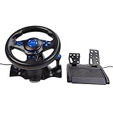 Yunseity PC-Lenkrad, USB-Gaming-Rennrad mit Pedal und Schalthebel, 180-Grad-Drehung, für PS3, PC