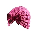 TDEOK Hat Kopfbedeckung Bug Zubehör solide Pleuche Baby Haare gestrickte Babypflege Neugeborenen Turban Mädchen (Hot Pink, One Size)