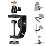 TARION Super morsetto Con Testa a sfera: C-morsetto treppiede per fotocamere DSLR, in lega di alluminio Con Vite da 1/4 pollici e mini Testa a sfera per fotografia, videografia(TR-C)