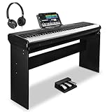 STRICH Digitalpiano 88 Tasten mit Hammermechanik, E-Piano mit Ständer & Sustain-Pedal, Vollformat E-Klavier mit USB-MIDI/Wireless, 15W×2 Lautsprecher, Modell SDP-120