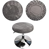 HuaLiSiJi Hocker Bezug Rund Grau Luxuriöser Stoff, Durchmesser 30-40cm, Rund Dehnbar Knitterfrei Waschbar Staubdicht Hocker Bezug (1Pcs Grau)