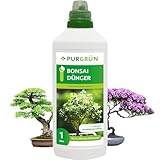 Purgrün® Bonsai-Dünger | Spurennährstoffe für gleichmäßiges Wachstum | Fördert die Blütenbildung blühender Bonsais | Extra Kalium stärkt die Widerstandskraft | Für 200 Liter Gießwasser | 1 Liter