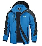 TACVASEN Herren Leichte Softshell Jacke Wasserdichte Winter Jacke Herbstjacke Angeljacke mit Abnehmbarer Kapuze (L, Blau)