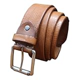 OBASDFD Herrengürtel im Used-Look und geprägt, einteiliger Vollnarben-Gürtel, 3,8 cm breit, Vintage-Riemen mit quadratischer Rollenschnalle(Brown,120cm/47)