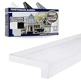 TJ Fensterbank Außen I 70 mm x 700 mm I Weiß RAL 9016 I hochwertiges Aluminium Fensterbrett mit Seitenabschluss I pflegeleichter & langlebiger Alu Fenstersims I pulverbeschichtete Außenfensterbank