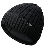 Wmcaps Wintermütze Herren, Beanie Herren mit verdicktem Fleece Futter, Unisex Klassische Mütze mit Bündchen Elastische und weiche Wollmütze Herzerwärmendes Geschenke für Männer Frauen, Schwarz