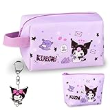 Kuro-m Kosmetiktasche Kinder, Cartoon Kulturtasche Damen, Hohe Kapazität Kulturbeutel mit Schlüsselanhänger und Münzbörse, Cosmetic Bag Toiletry Bag Waschtasche mit Griff, Geschenk für Kinder Mädchen