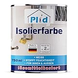 Plid® Isolierfarbe weiss [Anti Schimmel] - Sperrgrund - Nikotinsperre - isoliert Wasser-, Ruß-, & Nikotinflecken dauerhaft - verhindert Salzausblühungen - Anti Schimmel Farbe weiß 0,75L