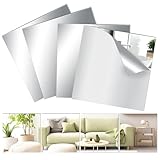 4PCS Acrylspiegel Spiegelfolie Selbstklebend, Spiegelfolie Selbstklebend Spiegel, Spiegelfliesen Selbstklebend, Spiegelfolie Wandspiegel, Selbstklebende Fliesenspiegel für Wohnzimmer (20 x 20 cm)