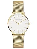 HANNAH MARTIN Damen Uhren Analog Quarz Edelstahl Wasserdicht Mesh Ultradünne