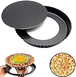 LATRAT Tarteform Quicheform 28cm Quiche Tart Pfanne, Mit Hebeboden Gute Antihaftbeschichtung Herausdrückbarer Hebeboden