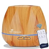 Diffuserlove Diffuser Luftbefeuchter 550ML Aroma Diffuser Cool Mist Humidifier mit Fernbedienung 7 Farben LED Auto-Abschaltung Funktion Perfekt für SPA Massage Yoga