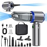 Handstaubsauger Akku, 3-in-1 Handstaubsauger, 25000PA Auto Staubsauger Stark, 3-Gang 220000 U/min Handstaubsauger Kabellos Mini Staubsauger für Auto, Küche,PC, Sofa, Büro, Haus& Tierhaar Reinigung