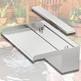 LONGRUNNEW Teich Wasserfall Blade Kit 30x20cm, 304 Edelstahl Pool Brunnen mit Zubehör, Flache Spillway Wasser Feature Wasserfall Kaskade für Garten Terrasse Teich Dekoration Stream Rockery