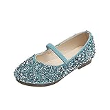 JLGY Mädchen Prinzessin Schuhe Glitzer Sandalen Mädchen Party Kristall Schuhe Bowknot Hochzeitsschuhe Festschuhe Karneval Party Cosplay Schuhe Klett Kostüm Zubehör Schuhe, Z02 Blau, 30 EU