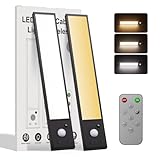 2 Stück 20cm Schrankbeleuchtung,70LEDs Dimmbar Schrankbeleuchtung led bewegungssensor,Aufladbar Schranklicht mit Bewegungsmelder&Fernbedienung,3 Farbtemperaturen,Magnetische lampe[Energieklasse B]