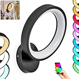 HOFSTEIN LED Wandleuchte Delor, moderne Wandlampe aus Metall/Kunststoff in Schwarz/Weiß mit RGB Farbwechsel, Smart-Home/App, CCT einstellbar, 18 W, 1800 L, 2700-6500 K, Wohnzimmer, Schlafzimmer, Flur