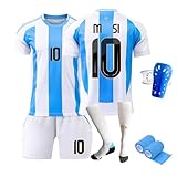 Fussball Trikot Kinder/Erwachsene Set, Nr.10 Fußball Training Skleidung，Schnell Trocknendes Atmungsaktives Fußballtrikot mit Fußball-T-Shirt (A, 122-130)