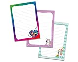 Schreibblock Blöcke Kindermotiv Tiere Notizblöcke mit Linien für Mädchen Briefblock Notizblock liniert 3er Set (3 Blöcke: zwei Einhörner, Einhorn, Lama mit je 25 Blätter in A5-Format)