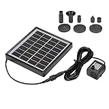 Yctze Hocheffiziente Solar-Brunnenpumpe – 2 W Solarbetriebener Springbrunnen für Garten, Vogelbad und Kleiner Teich – Energiesparender Schwarzer Solarbrunnen mit Hoher Wassersäule und Einfach