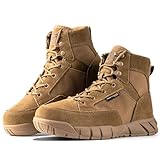 FREE SOLDIER Herren Stiefeletten Ultralight Military Tactical Arbeit Stiefel Knöchelhoch 6' Inch Zoll Spitze bis atmungsaktiv Desert Boots(Braun,45,Dünnschnitt)