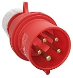 as - Schwabe CEE Stecker 400V/16A/5-polig - Starkstrom Stecker mit Schraubkontakt für Leistungsanschluss - Stromstecker Schlagfest - Spritzwassergeschützt IP44 - Rot/Grau, 60420