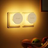2 Stück Nachtlicht Steckdosen, Nachtlichter mit Bewegungsmelder und Dämmerungssensor, Hinterleuchtete, Helligkeit Dimmbare, 3 Modi, 2700K Warmweiß, 30LM für Flur, Treppe, Schlafzimmer, Kinderzimmer