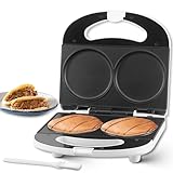 SugarWhisk Mini Pancake Maker, Pfannkuchen Maker, Elektrische Doppelter Pancake Pfanne, Pfannkuchenpfanne, Ideal für Pfannkuchen, Kekse, Eier, Arepas & Frühstücks-Sandwiches, Weiß