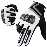 WTACTFUL Motorrad Handschuhe Herr motorradhandschuhe Sommer Herren Fahrradhandschuhe mit Protektoren und Touchscreen Atmungsaktive Radsporthandschuh für Radfahren Motorrad MTB Mountainbike Weiß L