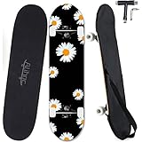 31-Zoll-Standard-Skateboard, 7 Lagen Ahorn-Board-Oberfläche, geeignet für Kinder, Jugendliche, Erwachsene, Anfänger und Profis, mit Einer maximalen Belastung von 150 kg-Chrysantheme
