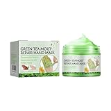 Handcreme Handmaske Grüner Tee für die Hände, feuchtigkeitsspendend, verjüngend, trocknend, Peeling, straffend, Pflege für die Hände (Green, One Size)