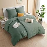 ohano Bettwäsche 135x200 4teilig Bettwäsche-Sets 2er Set Bettbezug mit 2 Kissenbezüge 80x80cm,kuschelig weich & bügelfrei,Bettwäsche Set Mikrofaser mit Reißverschluss-Salbei Grün