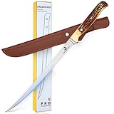 DRAGON RIOT Filetiermesser Fisch, 22 CM Fishing Edelstahl Fischmesser mit Anti-Rutsch-Griff，Ausbeinmesser Profi Angelmesser Sehr Scharf mit Scheide für Fisch & Fleisch, Geschenk für Männer