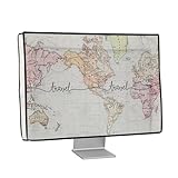 kwmobile Leinen Hülle kompatibel mit 20-22' Monitor - Schutzhülle Staubschutz Abdeckhaube für PC Bildschirm - Computer Screen Cover Staubhaube Haube - Travel Schriftzug