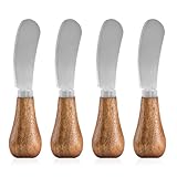 Alethron Stehendes Buttermesser 4 Stück Buttermesser Klein Holz 12.5 cm Streichmesser Dessertmesser Edelstahl Butter Knife Käsemesser Set für Käse Marmelade