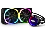 NZXT Kraken X53 RGB 240 mm - RL-KRX53-R1 - AIO RGB CPU Wasserkühlung - Rotierbares Infinity-Spiegeldesign - Steuerbar über CAM - RGB-Anschluss - Aer RGB 2 120 mm Lüfter (2 enthalten) - Schwarz