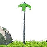 Bodenanker zum Einschrauben, Zeltheringe zum Einschrauben, robust - Erdspieße aus Kohlenstoffstahl, 20 cm, leuchten im Dunkeln - Campingpfähle, Zeltzubehör, Zeltheringe mit Gewinde für Outdoor-Camping