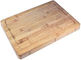 Premium Bambus Schneidebrett mit Saftrille [39,5x28x3cm] Doppelseitig Extra dickes Bambus Schneidebrettern - Tranchierbrett - Küchenbrett - Serviertablett - Holzschneidebrett Bambus