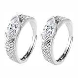 yovont Magnetischer Moissanit-Diamantring mit Titanionen für die Lymphtherapie, Magnetologie-Moissanit-Diamantring, modischer offener Zirkonia-Ring (2pcs)