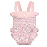 GAGAKU Puppentrage Kleinkind Puppen Spielzeug Trage Baby Puppen Bauchtrage Puppentrage ab 3 Jahre Kinder Puppen Tragesitz Puppenzubehör - Rosa - Birnenblüte