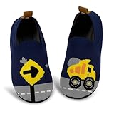 qpyysz Hausschuhe Kinder Junge Kinderhausschuhe Turnschläppchen Jungen Barfuß Kindergarten Hausschuhe Pantoffeln Atmungsaktive Rutschfest Lauflernschuhe (vehicle-160)