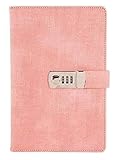 Vintage-Passwort-Notizbuch, Retro-Geheimtagebuch, abschließbares Buch mit Code, 1 Stück A5 Schloss, Passwort, Leder-Notizblock, Agenda, Wochenplaner, Schreibwaren, Reisetagebuch, Notizbücher(Pink)