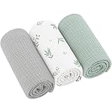 Bearmoss Moltontücher Baby 100% Baumwolle Weiche Spucktücher Baby,Atmungsaktiv und Extrem Saugfähig Musselin Tuch für Saugstark Mulltücher 3er 60x60cm(Bambus)