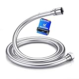 GRIFEMA Duschschlauch 1,5m – Flexibler Glatter PVC Brauseschlauch 150cm, Anti-Knick & Leckfrei, Universal ½ Zoll Anschluss, langlebiger Ersatzschlauch mit Messinganschlüssen & Dichtungen, Silber